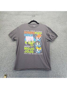 The Powerpuff Girls Shirt Womens Large Gray Versus Mojo Jojo Graphic Crewneck